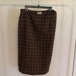 L.L. Bean Pendleton Brown Plaid Pencil Skirt